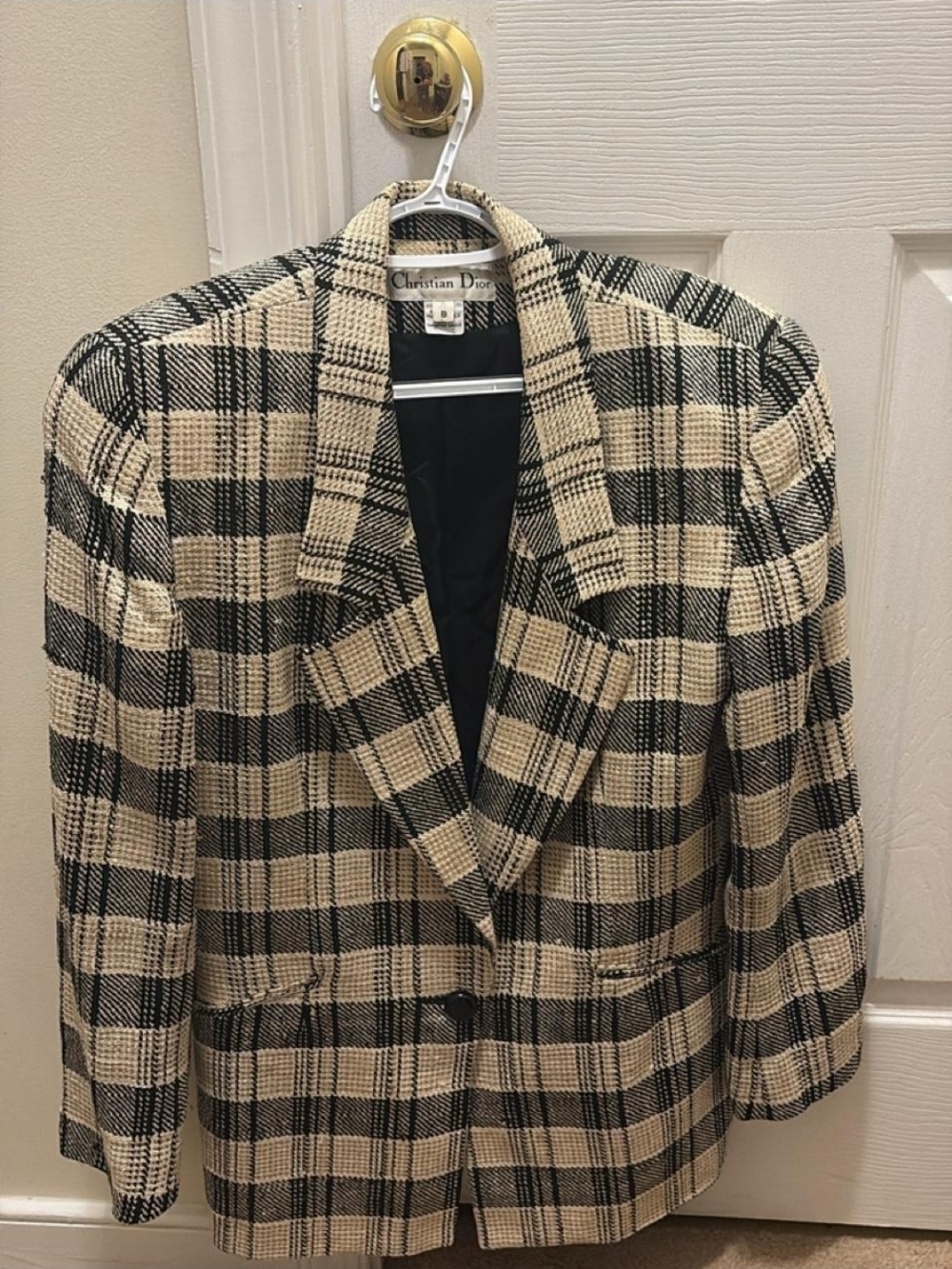 Dior Black and Beige Plaid Women's Blazer
